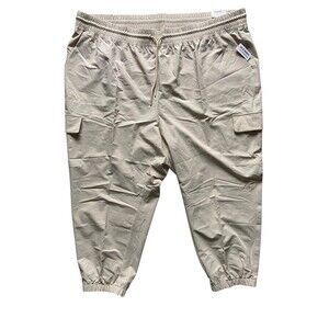 Old Navy Womens Stretch Tech Cargo Joggers size 4XL Khaki Quick Dry Drawstring